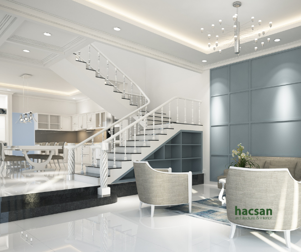 Thi công nội thất tân cổ điển tạo không gian phòng khách sang trọng và tinh tế